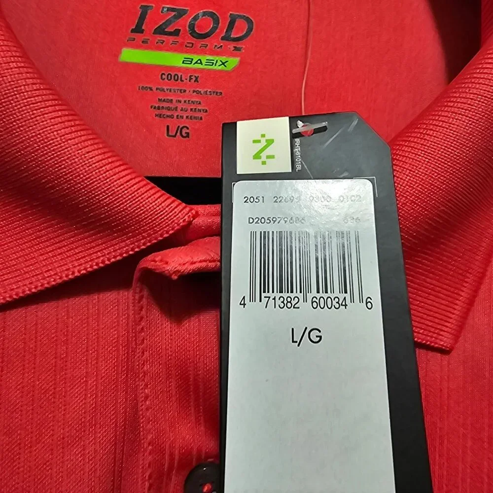 Izod‎ Men's Cool FX Performance Polo Shirt L/G Salmon - Picture 6 of 16